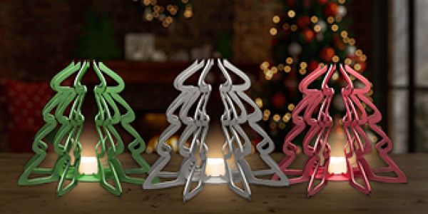 laser engraved Christmas tree votive