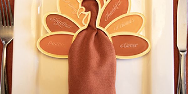 laser cut Thanksgiving napkin placecard