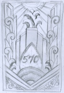 Original Sketch for Art Deco Stone Motif for 1930's residential building in Brooklyn
